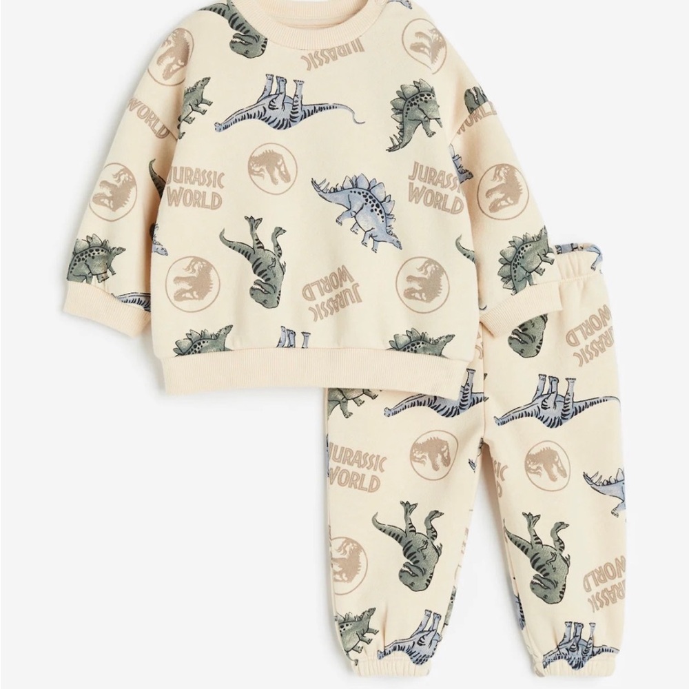 H&M Jurassic Park Dinosaur 2-Piece Cotton Sweatshirt Set